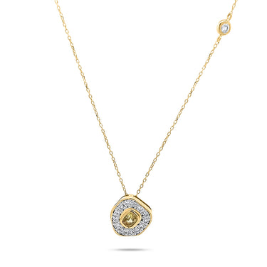 Delicate Desert Rose Pendant featuring a light pink sapphire and sparkling diamonds set in 18K gold.