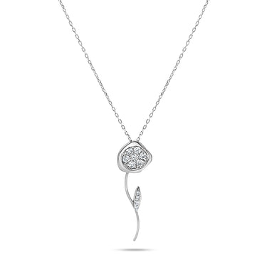DESERT ROSE FLOWER necklace in white gold with diamonds.