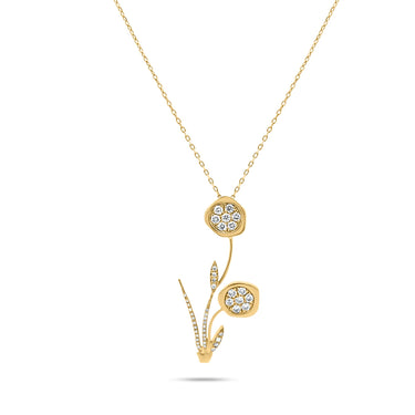 Desert Rose Bouquet necklace with diamonds and 18K gold.