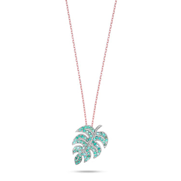 LEAF NECKLACE with tsavorite and 18K rose gold detailing.