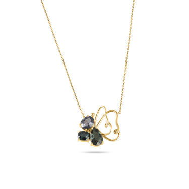 LUMINUS WINGS necklace with spinel stones on a butterfly charm in 18k gold.