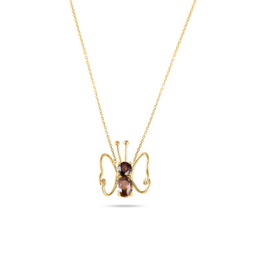 LUMINUS WINGS NECKLACE featuring delicate brown tourmaline butterfly design in 18k gold.