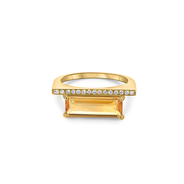GEOMUSE RING in 18k gold with citrine baguette and diamonds.