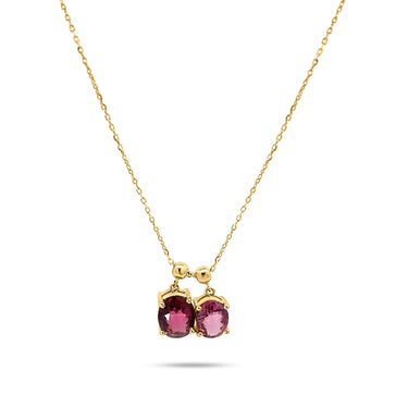 GEOMUSE NECKLACE with garnet stones in 18k gold, elegant and stylish.