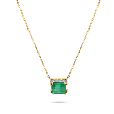 GEOMUSE NECKLACE featuring emerald, diamonds, and 18k gold.