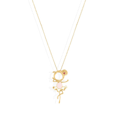 Gold jewelry charm featuring a delicate ballerina design with enamel and sapphire, crafted in 18k gold.