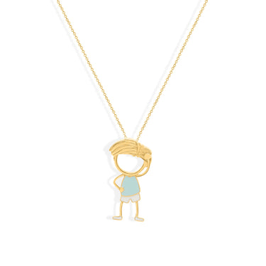 Gold jewelry charm for boys with enamel design and 18k gold, 3.95g.