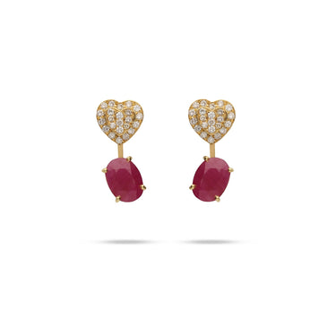 Elixir Earrings with ruby and diamond in 18k gold.
