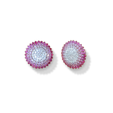 GEOMUSE EARRING in 18k gold featuring pink sapphires and diamonds.