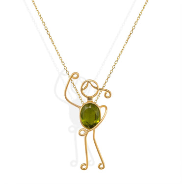 Handmade 18k gold necklace with 1.25ct peridot, symbolizing renewal and growth.