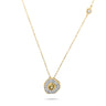 Delicate Desert Rose Pendant featuring a light pink sapphire and sparkling diamonds set in 18K gold.