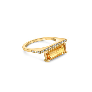 GEOMUSE RING in 18k gold with citrine baguette and diamonds.