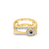 DESERT ROSE RING with tanzanite and diamonds in 18K gold, featuring elegant rose design.