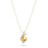 Pomegranate pendant pearl necklace with diamonds in 18K gold.