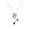 MARGUERITE NECKLACE in green enamel with diamonds and 18K gold.