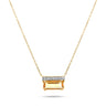 18k gold Geomuse necklace with baguette citrine and sparkling diamonds.