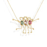 Gold family necklace with colorful tourmaline gemstones, symbolizing love and protection.
