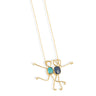 Handmade 18k gold necklace with blue sapphire and feroza stones, symbolizing love and harmony, AMIN & ADRIANA.