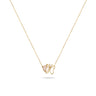 Luminus Wings Necklace with rose quartz butterfly pendant, diamonds, and 18k gold chain.