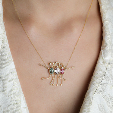 FAMILY - TOURMALINE necklace with tourmaline gemstones in 18K gold setting.