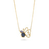 LUMINUS WINGS NECKLACE with blue sapphire and tanzanite gemstones in 18k gold, butterfly design.