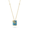 LEAVES MOTIF NECKLACE with blue topaz, white diamonds, and 18K gold.
