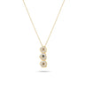 Delicate desert rose necklace with sapphire and diamonds in 18K gold.