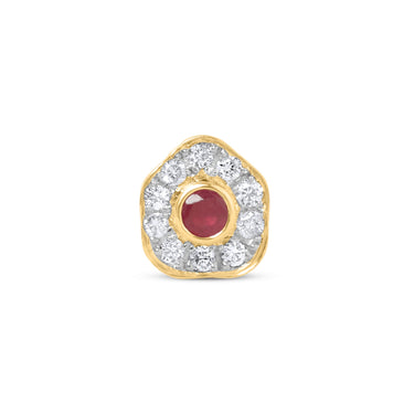 DESERT ROSE EARRINGS with ruby and diamond in 18K gold.