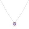18k gold GEOMUSE NECKLACE with pink sapphires and diamond pendant.
