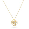 Delicate flower necklace in 18K yellow gold with 0.02ct white diamond.