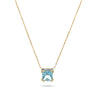 GEOMUSE NECKLACE in 18k gold with a princess cut aquamarine and diamond accents.