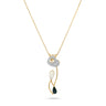 TULIP NECKLACE with black and white enamel, diamonds, and 18K gold.