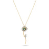 Desert rose flower pendant with green tourmaline and diamonds in 18K gold.