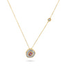 DESERT ROSE PENDANT with dark pink sapphire and diamonds in 18K gold.