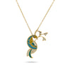 18k gold peacock pendant with green enamel, symbolizing beauty and elegance.