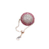 Luxurious GEOMUSE ring with pink sapphires, sparkling diamonds, and 18k gold.