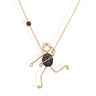Handmade 18k gold necklace with blue sapphire and black diamond accents.