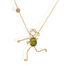 Handmade 18K gold necklace GIANNA with peridot and white diamond.