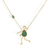 Handmade 18k gold necklace with a pear-shaped emerald, symbolizing mother-child bond.