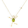 Handmade 18k gold necklace with peridot and diamond.