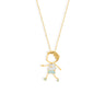 Gold jewelry charm featuring a boy figure in 18k gold, symbolizing a mother's bond with her son.
