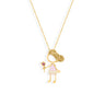18k gold ELISABETH necklace with enamel and sapphire detailing, lightweight 4g.