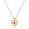 ELIXIR HEART gold necklace with ruby and diamond accents.