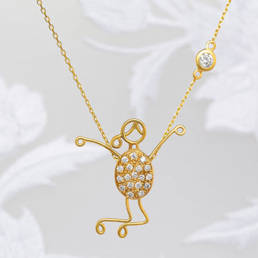 Handcrafted 18k gold necklace with sparkling diamonds.