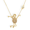 18k gold necklace with sparkling diamonds and unique character design.