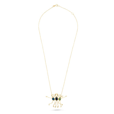 Elegant 'FAMILY - SAPPHIRE' necklace featuring blue sapphire and 18K gold, symbolizing family love and loyalty.